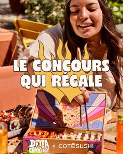 Concours avec Côté Sushi Lausanne, restaurant japonais proposant livraison sushi et options sushi à emporter le dimanche.